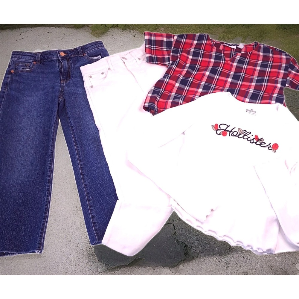 Girls 10 All American Lot Of 4 Clothing Pteppy Classic Red White Blue Jeans Tops